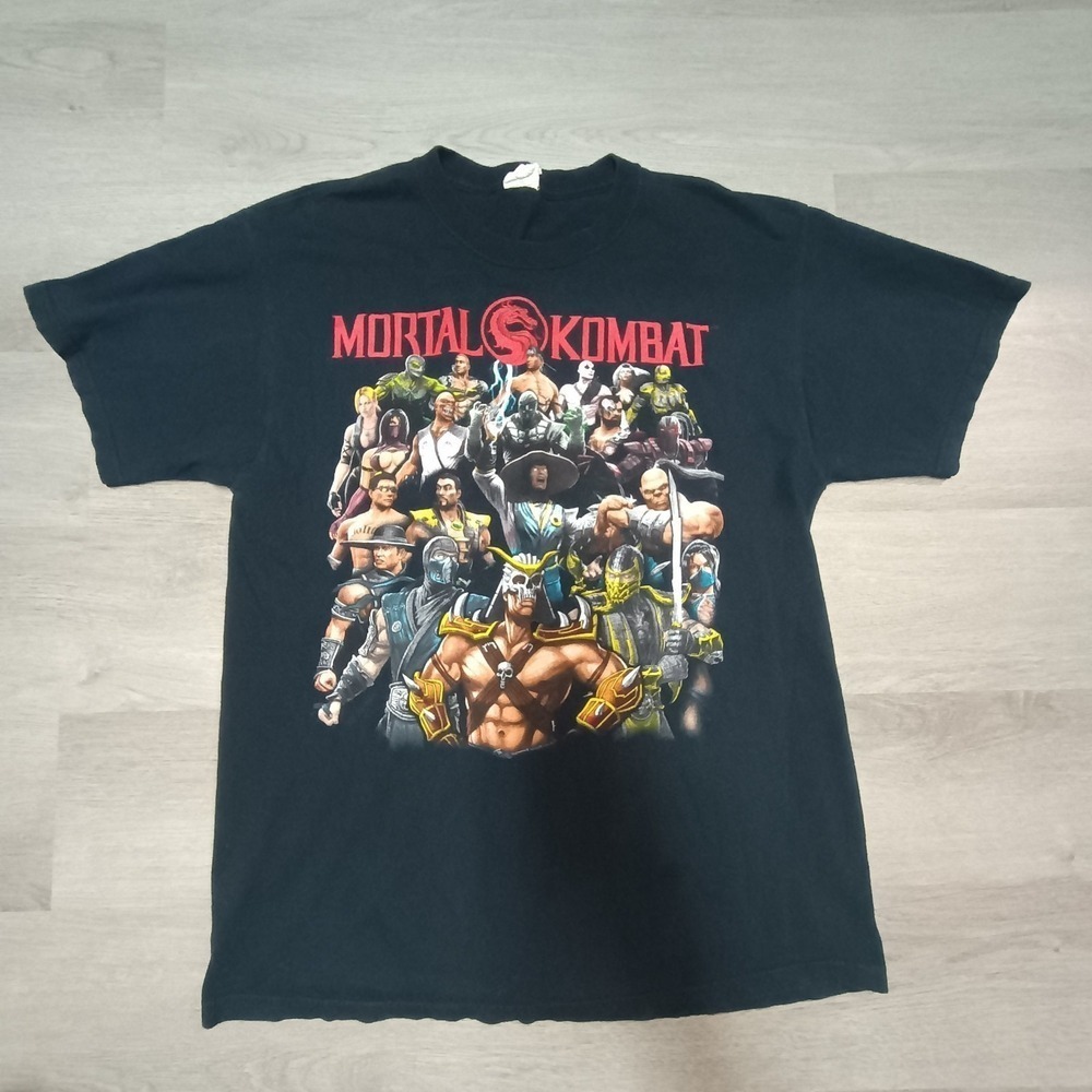 Mortal Combat Game Tshirt All Characters JERZEES Size Large * Flaw *